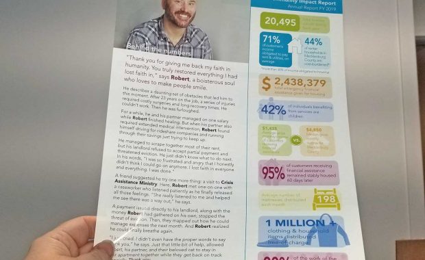 Hands holding 2019 Community Impact Report